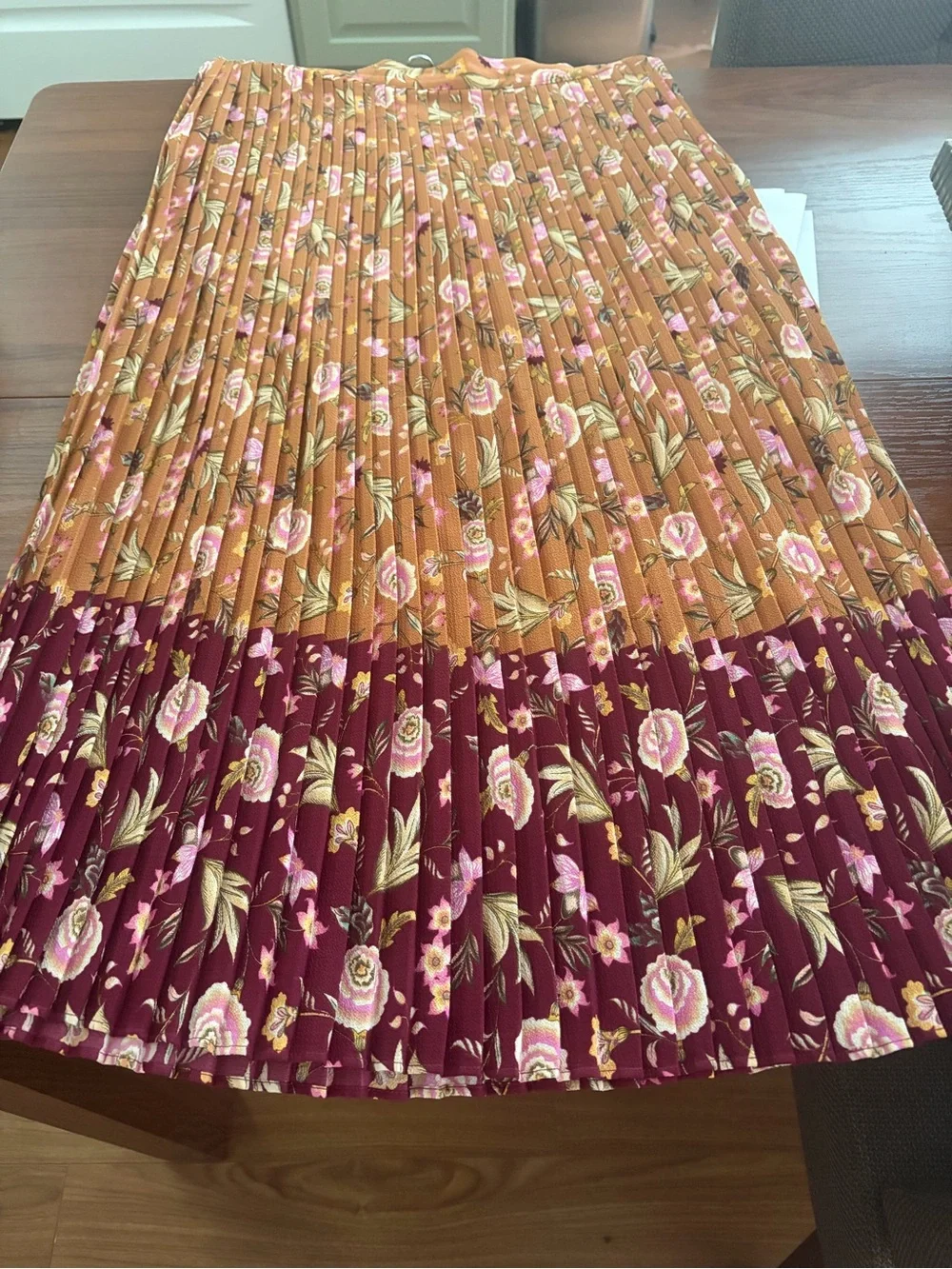 LOFT Floral Drapery Panel in Rust Orange and Pink